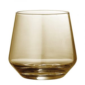 glattes Whiskeyglas, sowie Wasserglas bauchig champagnerfarbend von Bloomingville