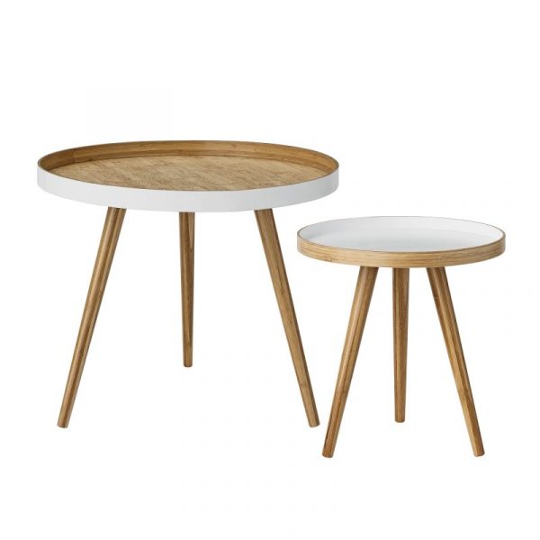 Beistelltisch | Coffeetable aus Holz in weiss holz, Set bestehend aus 2 verschiedenen Größen