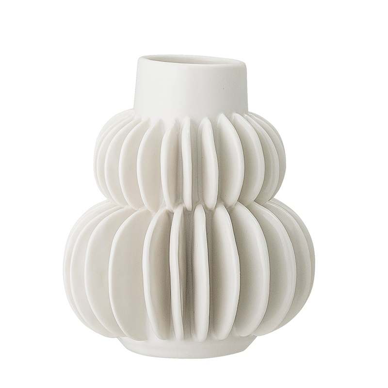 runde Vase von Bloomingville mit fächerförmigen Applikationen