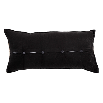 Kissen BALI, Rückseite, länglich aus gewebter Jute im Boho Style von der Firma Bloomingville in der Farbe schwarz Natur