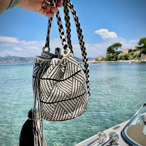 kleine handgeknüpfte Strandtasche von guanabana schwarz/beige wayuu Boho Style
