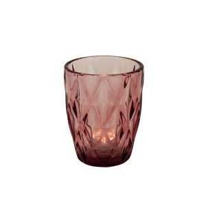 Wasserglas mit Prismenrelief in Dusty Rosé