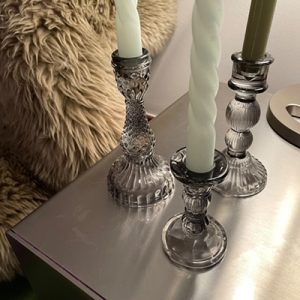 Kerzenhalter aus Glas wie Kristall in Smokey Grau