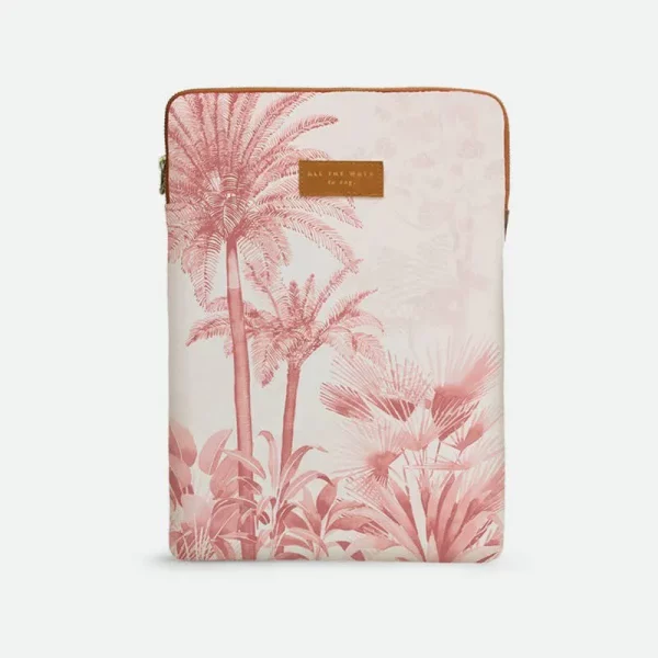 Laptophülle Schutzhülle Palmen Wald in Rose auf Weiss
